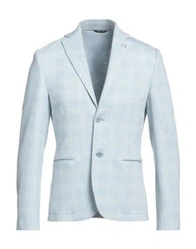 Grey Daniele Alessandrini Man Blazer Sky Blue Size 38 Polyester, Viscose, Polyamide, Elastane