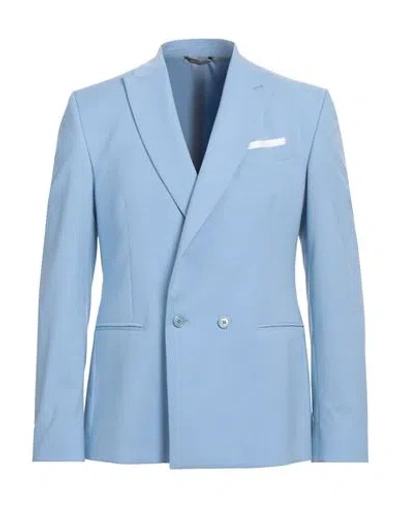 Grey Daniele Alessandrini Man Blazer Sky Blue Size 40 Polyester, Viscose, Elastane In Blue