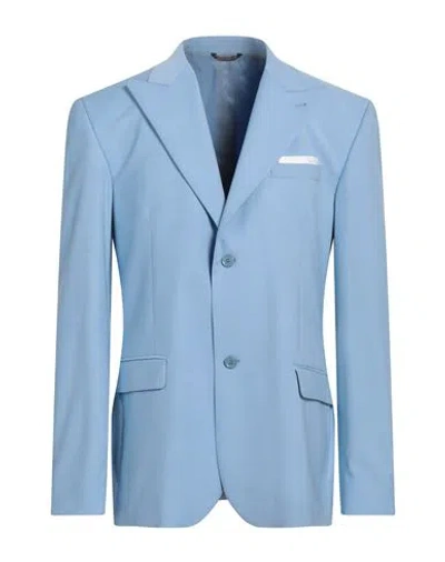 Grey Daniele Alessandrini Man Blazer Sky Blue Size 46 Polyester, Viscose, Elastane