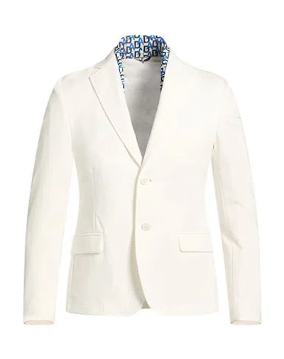 Grey Daniele Alessandrini Man Blazer White Size 36 Cotton, Polyamide, Elastane, Polyester