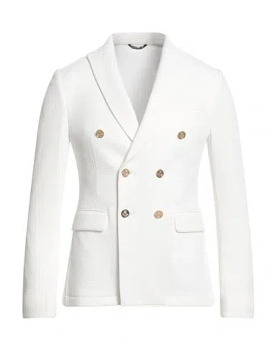 Grey Daniele Alessandrini Man Blazer White Size 36 Polyester, Elastane