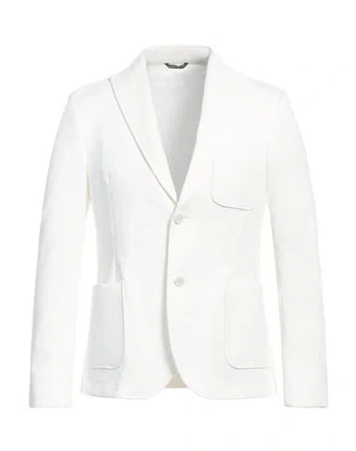 Grey Daniele Alessandrini Man Blazer White Size 38 Cotton, Polyamide, Elastane