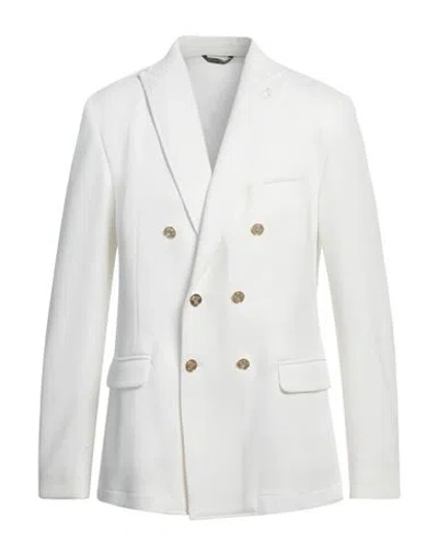 Grey Daniele Alessandrini Man Blazer White Size 44 Polyester, Elastane