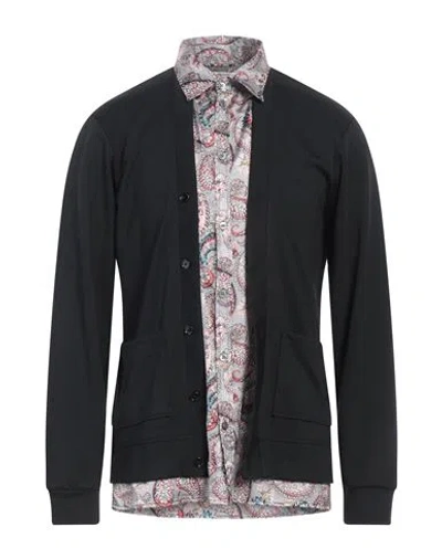 Grey Daniele Alessandrini Man Cardigan Black Size L Polyester, Viscose, Elastane In Black