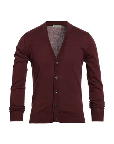 Grey Daniele Alessandrini Man Cardigan Brick Size 44 Cotton In Burgundy