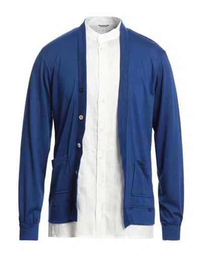 Grey Daniele Alessandrini Man Cardigan Bright Blue Size L Polyester, Viscose, Elastane, Linen