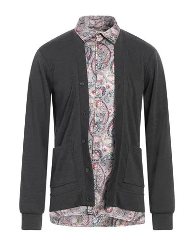 Grey Daniele Alessandrini Man Cardigan Lead Size L Polyester, Viscose, Elastane