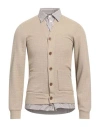 Grey Daniele Alessandrini Man Cardigan Light Brown Size Xl Polyester, Cotton, Elastane In Beige