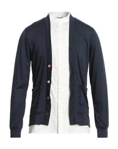 Grey Daniele Alessandrini Man Cardigan Midnight Blue Size M Polyester, Viscose, Elastane, Linen