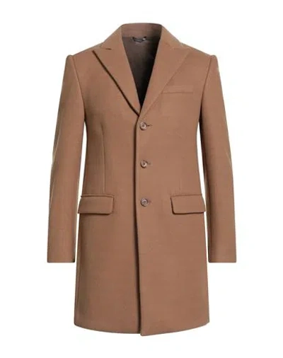 Grey Daniele Alessandrini Man Coat Camel Size 38 Polyester In Brown