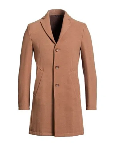 Grey Daniele Alessandrini Man Coat Camel Size 44 Polyester, Viscose, Elastane In Nude