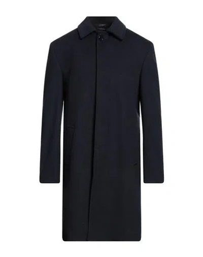 Grey Daniele Alessandrini Man Coat Midnight Blue Size 44 Polyester, Viscose