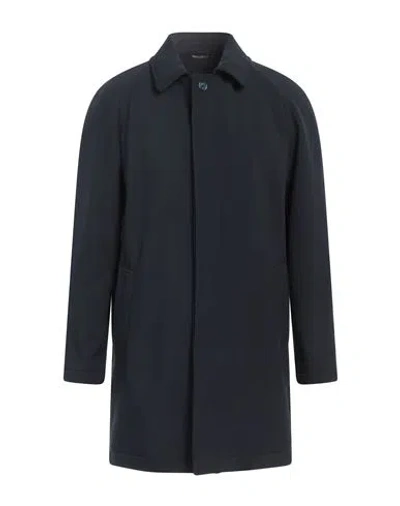 Grey Daniele Alessandrini Man Coat Navy Size 36 Polyester, Elastane In Navy Blue