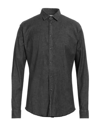 Grey Daniele Alessandrini Man Denim Shirt Black Size 15 ¾ Cotton, Elastane