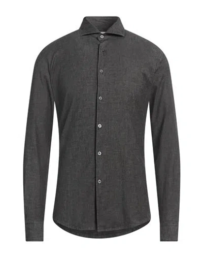 Grey Daniele Alessandrini Man Denim Shirt Charcoal Size 15 ¾ Cotton, Elastane