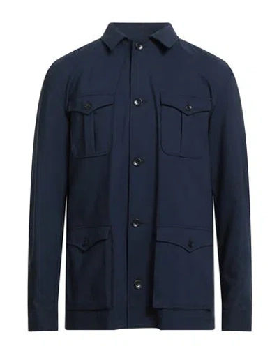 Grey Daniele Alessandrini Man Jacket Navy Size 44 Cotton, Polyamide, Elastane In Blue