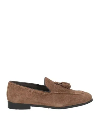 Grey Daniele Alessandrini Man Loafers Brown Size 8 Leather
