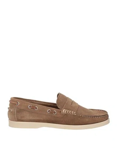 Grey Daniele Alessandrini Man Loafers Khaki Size 8 Leather In Beige