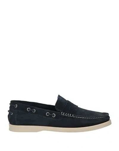 Grey Daniele Alessandrini Man Loafers Navy Blue Size 9 Leather