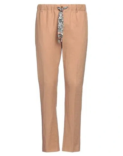 Grey Daniele Alessandrini Man Pants Camel Size 30 Linen, Viscose, Polyester, Cotton In Beige