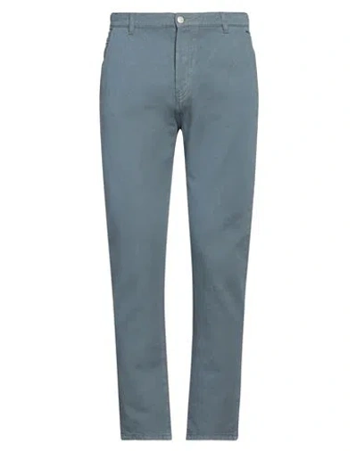 Grey Daniele Alessandrini Man Pants Slate Blue Size 33 Cotton, Linen