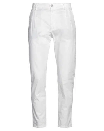 Grey Daniele Alessandrini Man Pants White Size 36 Cotton, Elastane