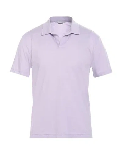 Grey Daniele Alessandrini Man Polo Shirt Light Purple Size M Polyester, Cotton