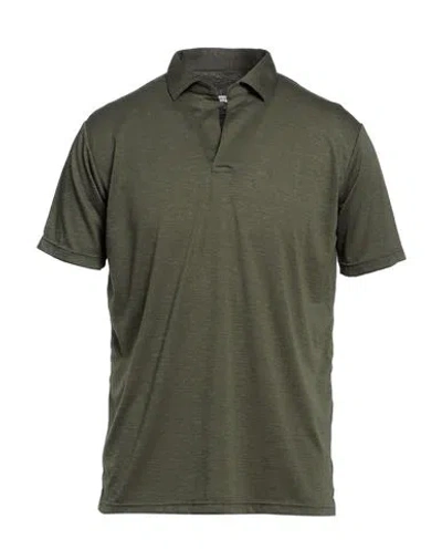 Grey Daniele Alessandrini Man Polo Shirt Military Green Size Xl Cotton, Elastane