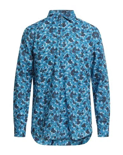 Grey Daniele Alessandrini Man Shirt Azure Size 15 ¾ Cotton In Blue