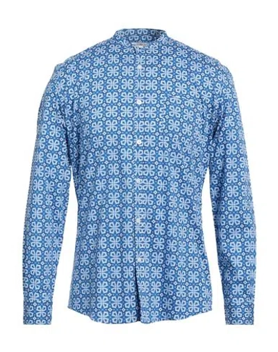 Grey Daniele Alessandrini Man Shirt Azure Size 17 ½ Cotton, Elastane In Blue