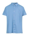 Grey Daniele Alessandrini Man Shirt Azure Size 17 Linen, Cotton In Blue