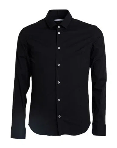 Grey Daniele Alessandrini Man Shirt Black Size 15 ½ Cotton, Polyamide, Elastane In Black