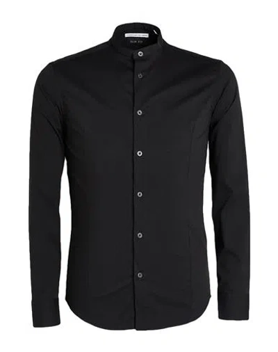 Grey Daniele Alessandrini Man Shirt Black Size 15 Cotton, Polyamide, Elastane