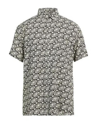 Grey Daniele Alessandrini Man Shirt Black Size 16 Viscose