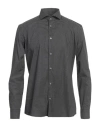Grey Daniele Alessandrini Man Shirt Black Size 17 Cotton, Elastane