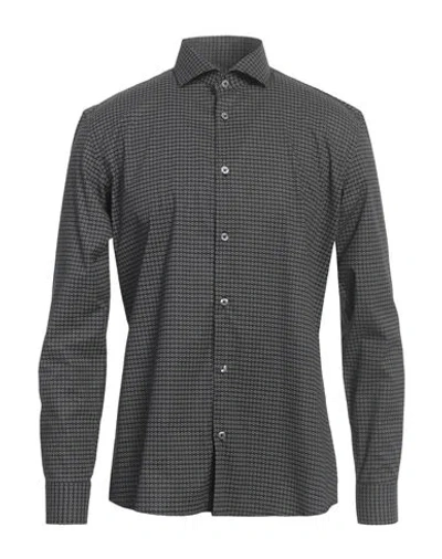 Grey Daniele Alessandrini Man Shirt Black Size 17 Cotton, Elastane