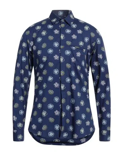 Grey Daniele Alessandrini Man Shirt Blue Size 15 ¾ Cotton, Elastane