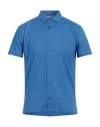 Grey Daniele Alessandrini Man Shirt Blue Size 15 ¾ Linen, Cotton