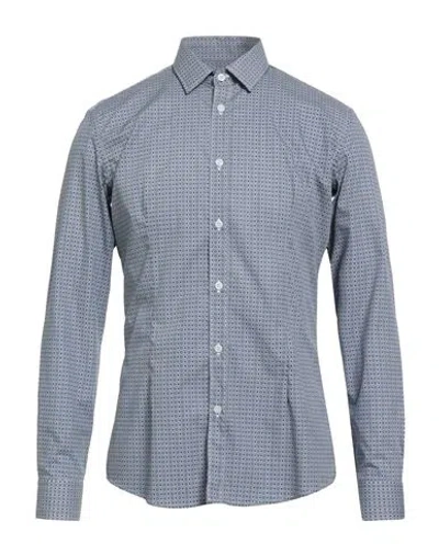 Grey Daniele Alessandrini Man Shirt Blue Size 16 Cotton