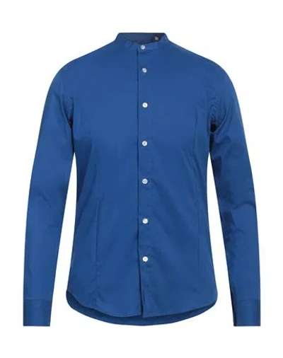 Grey Daniele Alessandrini Man Shirt Blue Size 16 Cotton, Polyamide, Elastane