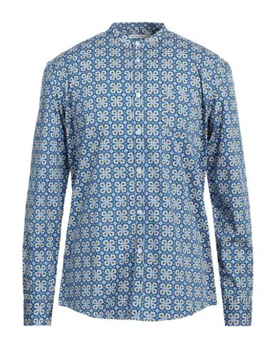 Grey Daniele Alessandrini Man Shirt Blue Size 17 Cotton, Elastane