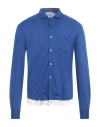 Grey Daniele Alessandrini Man Shirt Blue Size Xl Polyester, Viscose, Elastane In Blue