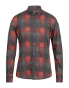 GREY DANIELE ALESSANDRINI GREY DANIELE ALESSANDRINI MAN SHIRT BRICK RED SIZE 15 ¾ COTTON, ELASTANE