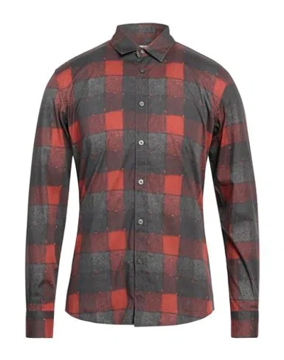 Grey Daniele Alessandrini Man Shirt Brick Red Size 15 ¾ Cotton, Elastane