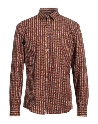 Grey Daniele Alessandrini Man Shirt Brown Size 16 Cotton