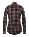 Grey Daniele Alessandrini Man Shirt Brown Size 17 Cotton, Elastane In Brown
