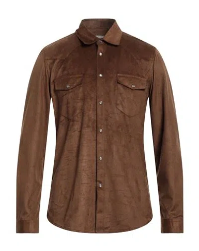Grey Daniele Alessandrini Man Shirt Brown Size L Polyester