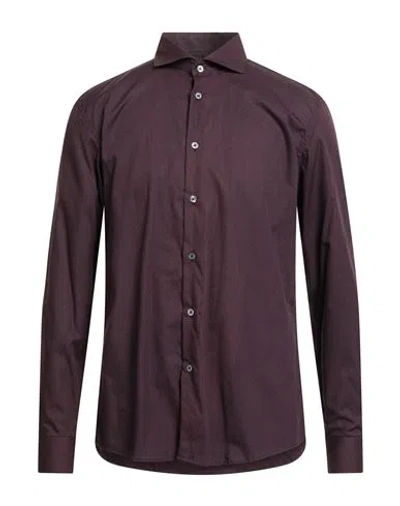 Grey Daniele Alessandrini Man Shirt Burgundy Size 16 Cotton In Red