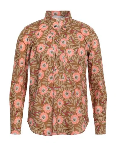 Grey Daniele Alessandrini Man Shirt Camel Size 16 Cotton In Beige
