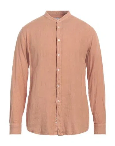 Grey Daniele Alessandrini Man Shirt Camel Size 15 ¾ Linen In Pink